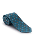 Teal, Orange and Sky Geometric Seven Fold Tie | Seven Fold Fall Ties Collection | Sam's Tailoring Fine Men Clothing