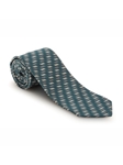 Teal, Grey and White Geometric Seven Fold Tie | Seven Fold Fall Ties Collection | Sam's Tailoring Fine Men Clothing