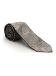 Gold & Grey Paisley Sudbury Seven Fold Tie | 7 Fold Ties Collection | Sam's Tailoring Fine Men Clothing
