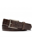 Chocolate Distressed Embossed Crocodile Belt | W.Kleinberg Belts Collection | Sam's Tailoring