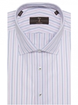Pink, Blue & Grey Twill Stripe Estate Sutter Dress Shirt | Robert Talbott Dress Shirts Collection | Sam's Tailoring Fine Men Clothing