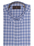 Blue and White Twill Plaid Derby Sport Shirt | Sport Shirts Collection | Sams Tailoring Fine Men Clothing