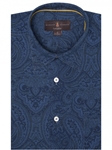 Blue Paisley Over Print Howard Tailored Sport Shirt | Sport Shirts Collection | Sams Tailoring Fine Men Clothing