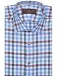 Turquoise, Brown & White Crespi IV Sport Shirt | Sport Shirts Collection | Sams Tailoring Fine Men Clothing