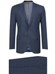 Slate Blue Plaid Fully Lined Traveler Suit | Hickey Freeman Men's Collection | Sam's Tailoring Fine Men Clothing