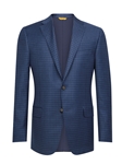 Dark Blue Check Notch Lapels Traveler Jacket | Hickey Freeman Men's Collection | Sam's Tailoring Fine Men Clothing