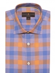 Blue & Orange Check Crespi IV Tailored Sport Shirt | Sport Shirts Collection | Sams Tailoring Fine Men Clothing