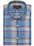 Blue and Orange Crespi IV Tailored Sport Shirt | Robert Talbott Fall Sport Shirts Collection  | Sam's Tailoring Fine Men Clothing