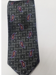 Robert Talbott Black with Geometric Pattern With Purple Paisley Overprint 7 Fold Sudbury Tie 321123-66|Sam's Tailoring Fine Men's Clothing