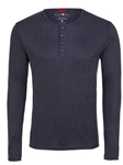 Stone Rose Navy Melange Wrinkle resistant Knit Henley T48221|Sam's Tailoring Fine Men's Clothing