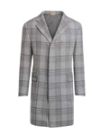 Light Grey Plaid Double Faced Fabric Wool Overcoat | Hickey Freeman OverCoat Collection | Sam's Tailoring Fine Men Clothing