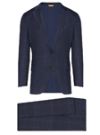 Navy Tonal Plaid Tasmanian Wool Fall Men Suit | Hickey Freeman Suit's Collection | Sam's Tailoring Fine Men Clothing