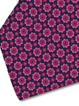 Navy and Pink Floral Sartorial Silk Tie | Italo Ferretti Fine Ties Collection | Sam's Tailoring