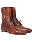 Brown Calfskin With Buckles Men's High Boot | Fine Men Spring Boots | Sam's Tailoring Fine Men Clothing