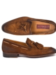 Brown Antiqued Suede Men's Tassel Loafer | handmade Men Loafers | Sam's Tailoring Fine Men's Clothing