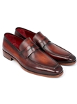 Brown & Bordeaux Calfskin Penny Loafer | handmade Men Loafers | Sam's Tailoring Fine Men's Clothing