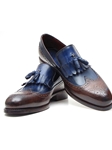 Navy & Dark Brown Kiltie Tassel Loafer | handmade Men Loafers | Sam's Tailoring Fine Men's Clothing
