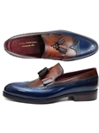 Navy & Tobacco Kiltie Tassel Loafer | handmade Men Loafers | Sam's Tailoring Fine Men's Clothing