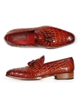 Reddish Crocodile Embossed Tassel Loafer | handmade Men Loafers | Sam's Tailoring Fine Men's Clothing