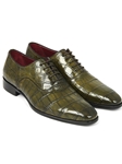 Green Genuine Crocodile Men's Oxford | Hand Made Exotic Skins Shoes | Sam's Tailoring Fine Men Clothing
