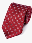 Red Medallion Neat Pattern Woven Tie | Fine Ties Collection | Sam's Tailoring Fine Men Clothing