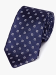 Navy Medallion Neat Pattern Woven Tie | Fine Ties Collection | Sam's Tailoring Fine Men Clothing