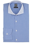 Blue Check on Check Contrast Collar Dress Shirt | IKE Behar Dress Shirts | Sam's Tailoring Fine Men's Clothing