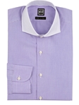 Purple Check on Check Contrast Collar Dress Shirt | IKE Behar Dress Shirts | Sam's Tailoring Fine Men's Clothing