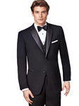 Black Super 120's Wool Parker Men Tuxedo | Ike Behar Tuxedos | Fine Men's Clothing