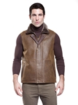 Rugged Whiskey Shearling Men's Vest | Aston Leather Shearling Collection | Sam's Tailoring Fine Men Clothing