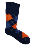 Denim/Orange Pima Cotton Argyle Sock | Marcoliani Socks Collection | Sam's Tailoring Fine Men's Clothing