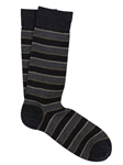 Charcoal Pima Cotton Pique Club Stripe Sock | Marcoliani Socks Collection | Sam's Tailoring Fine Men's Clothing