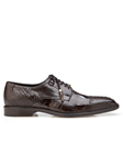 Chocolate Batta Ostrich Cap-Toed Derby Dress Shoe | Belvedere Shoes Collection | Sam's Tailoring Fine Mens Clothing