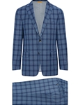 Blue Plaid Super 140's Wool Traveler Suit | Hickey Freeman Suit Collection | Sam's Tailoring Fine Men Clothing