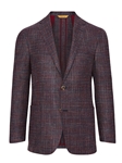 Burgundy Check Patch Pockets Weightless Jacket | Hickey Freeman Sportcoats Collection | Sam's Tailoring Fine Men Clothing