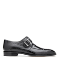 Black Ostrich Single Buckle Josh Dress Shoe | Belvedere Dress Shoes Collection | Sam's Tailoring Fine Mens Clothing