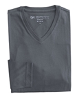Grey Pima Cotton V-Neck Long Sleeve Mens Tshirt | Georg Roth t Shirts | Sams Tailoring Fine Mens Clothing