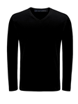 Black Pima Cotton V-Neck Long Sleeve Mens t Shirt | Georg Roth t Shirts | Sams Tailoring Fine Mens Clothing