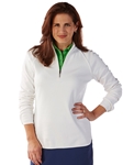 White Pima Cotton Solid Quarter Zip Women's Pullover | Bobby Jones Women's Pullovers | Sam's Tailoring Fine Women's Clothing