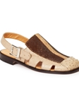 Brown & Beige Laguna Ostrich & Stingray Sandal | Mauri Men's Sandals | Sam's Tailoring Fine Men's Shoes