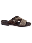Dove Gray/ Bronze Atero Calfskin & Fabric Sandal | Mauri Men's Sandals | Sam's Tailoring Fine Men's Shoes