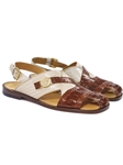 Gold & Linen Romano Ostrich Leg & Lizard Sandal | Mauri Men's Sandals | Sam's Tailoring Fine Men's Shoes