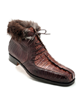 Rust/Dark Brown Cervinia Hornback & Ostrich Boot | Mauri Men's Boots | Sam's Tailoring Fine Men's Shoes