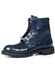 Blue Ostrich Leg Commando Alligator Men's Boot | Mauri Men's Boots | Sam's Tailoring Fine Men's Shoes