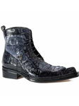 Gray/Black Raffaello Crocodile & Hornback Boot | Mauri Men's Boots | Sam's Tailoring Fine Men's Shoes