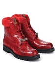 Red Alligator Baby Croc Mink Lace Up Men Boot | Mauri Men's Boots | Sam's Tailoring Fine Men's Shoes