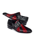 Black/Red Orchestra Lizard Monk Strap Shoe | Mauri Monk Strap Shoes | Sam's Tailoring Fine Men's Shoes