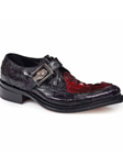 Black/Burgundy Michelangelo Crocodile Monk Strap Shoe | Mauri Monk Strap Shoes | Sam's Tailoring Fine Men's Shoes