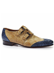 Blue/Bone Masolino Alligator Monk Strap Shoe | Mauri Monk Strap Shoes | Sam's Tailoring Fine Men's Shoes