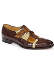 Tmoro/Bone/Brandy Alligator Monk Strap Shoe | Mauri Monk Strap Shoes | Sam's Tailoring Fine Men's Shoes